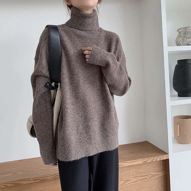 

Oversized Sweaters For Women Fashion 2020 Winter Tops Turtleneck Fall Long Sleeve vintage Pullover Knitted Korean Warm Autumn