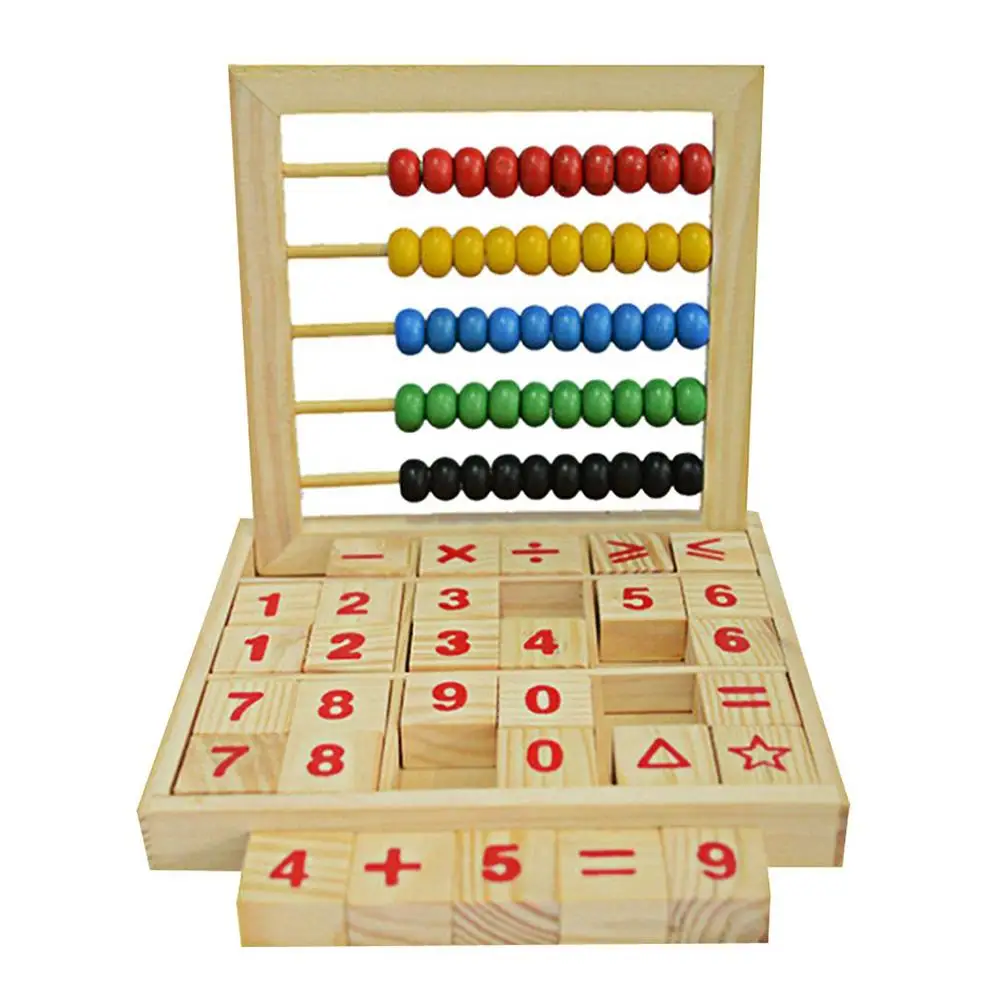 

Wooden Abacus Children Counting Number Alphabet Letter Blocks building their cognitive constructive abilities Educational Toys