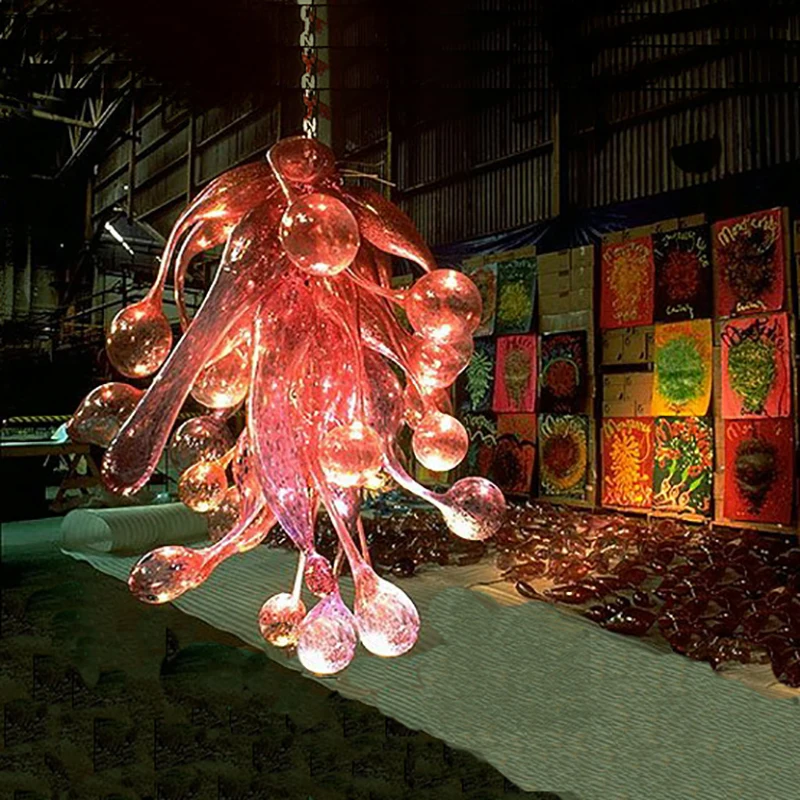 

LR010 - Free Shipping Beautiful Pink Bubbles Murano Glass Chandelier