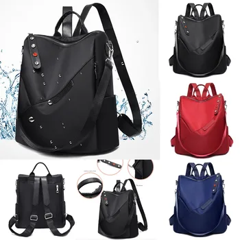 

Fashion Women's Outdoor Solid Color Nylon Multi-Function Backpack Shoulder Bag2020 New Product Hot fashion student Leisure