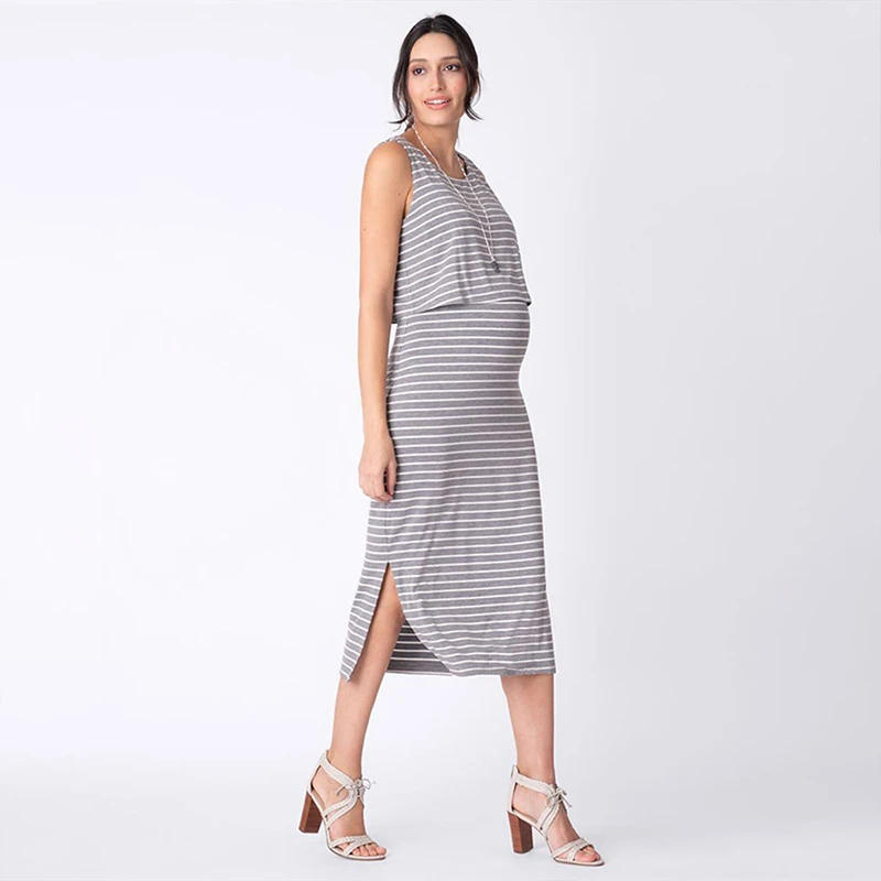 

Maternity Dresses Women Two Layers Maternity Nursing Dress For Pregnant Casual Sleeveless Clothes Pregnancy Dress ropa mujer