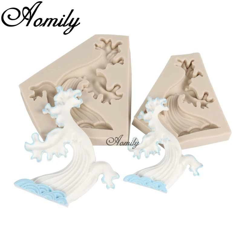 Aomily Ocean Spray Shaped 3D Silicon Fondant Chocolate Candy Cake Bakeware Mold DIY Pastry Bar Ice Block Soap Mould Baking Tool | Дом и сад