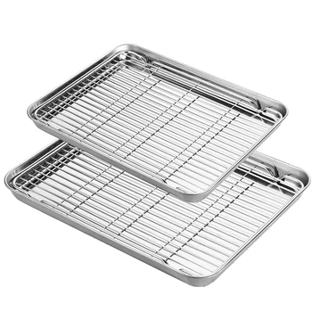 

Baking Plate Rack Set, Stainless Steel Baking Pan Tray Biscuit Plate, Non-Sticky, Easy to Clean, Can Be Placed in the Dishwasher