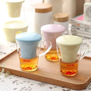

Fashion Transparent Glass Cup Brief Style Glass Cups With Ceramic Filter Glassware All Kinds Of Tea Cups Mugs Smoothie Drinkware