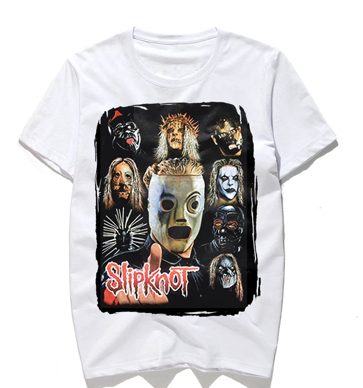 Уличная футболка Slipknot мужская хип-хоп цифровая печать черные белые футболки мужские s футболки модные хлопковые повседневные футболки с принтом