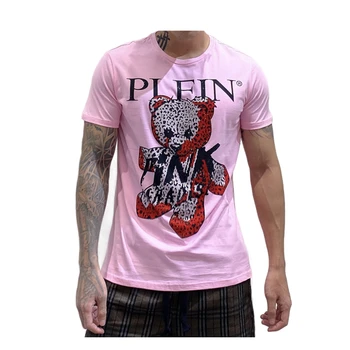 

Streetwear cotton tshirt men shortsleeve cartoon teddy bear rhinestones funny fashion new embroidery o neck men clothing summer
