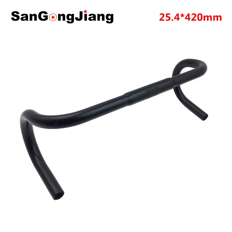 

25.4mm Road Bike Handlebar Aluminum Alloy Steering Wheel Fixie bike curved handlebar Bicycle Accessories 420mm