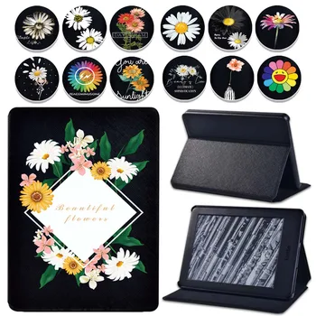 

Tablet Case for Amazon Kindle Paperwhite1/2/3/4/Kindle (8th/10th Gen) Printed Daisy Series Flip Leather Stand cover case+ Stlyus