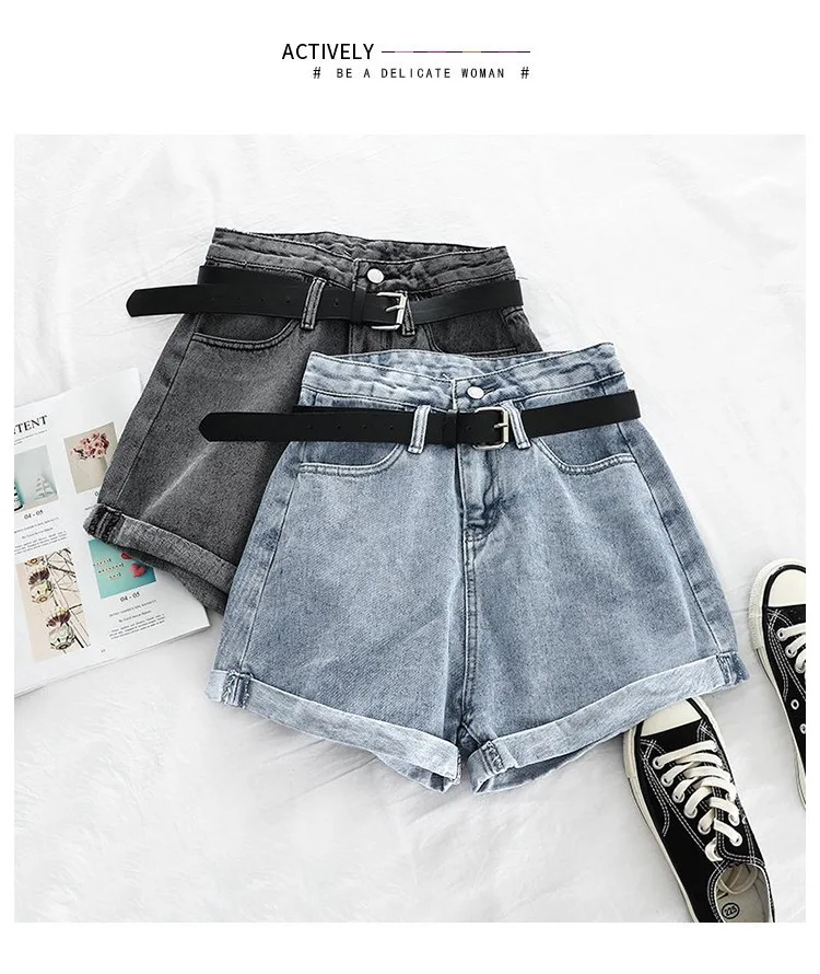 Women S High Waist Denim Shorts Fashion Wear Thin Loose A Character Wide Leg Curling Hot Pants Female Fitness Short Jeans Leggings Aliexpress