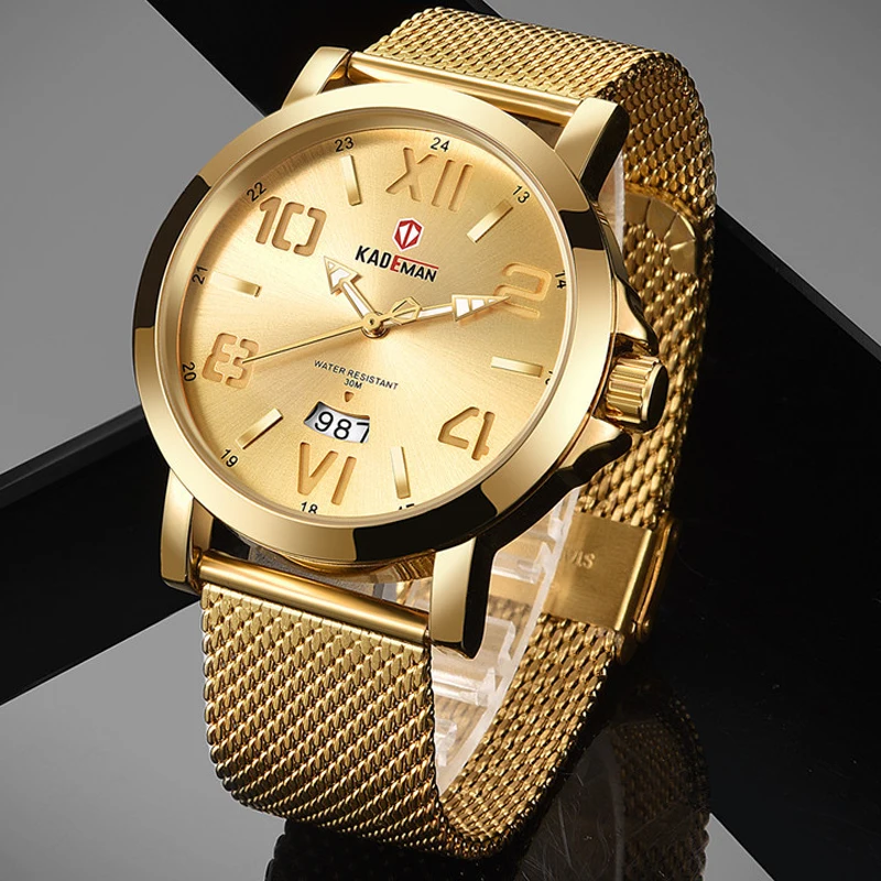 

KADEMAN Luxury Golden Sports Men's Watches Waterproof Quartz Watches Men Top Brand Fashion Male Wristwatches Relogio Masculino