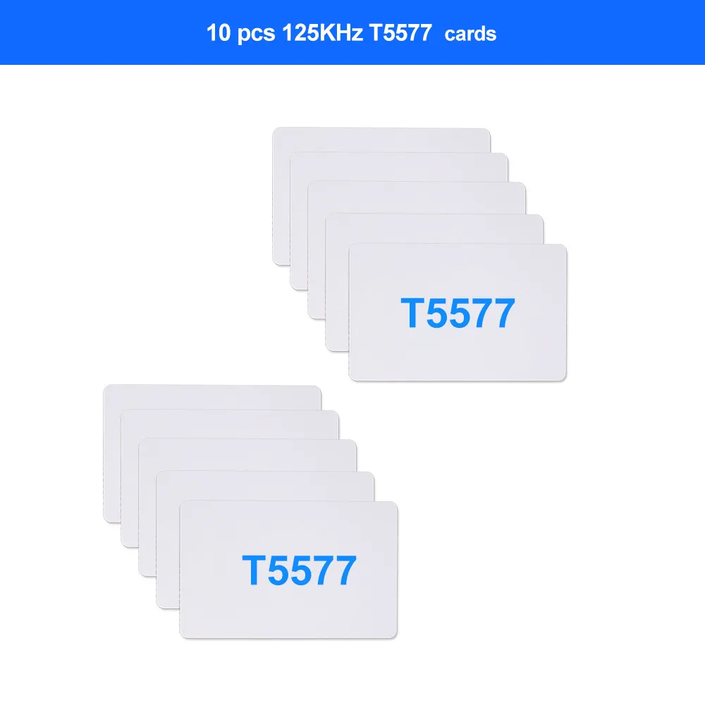 10pcs T5577 Cards NFC Card Duplicator 125KHz Key fob Copier RFID Smart Card Reader Writer 13.56MHz Encrypted Programmer USB UID/T5577 Writable Tag - Цвет: 10pcs T5577 Cards