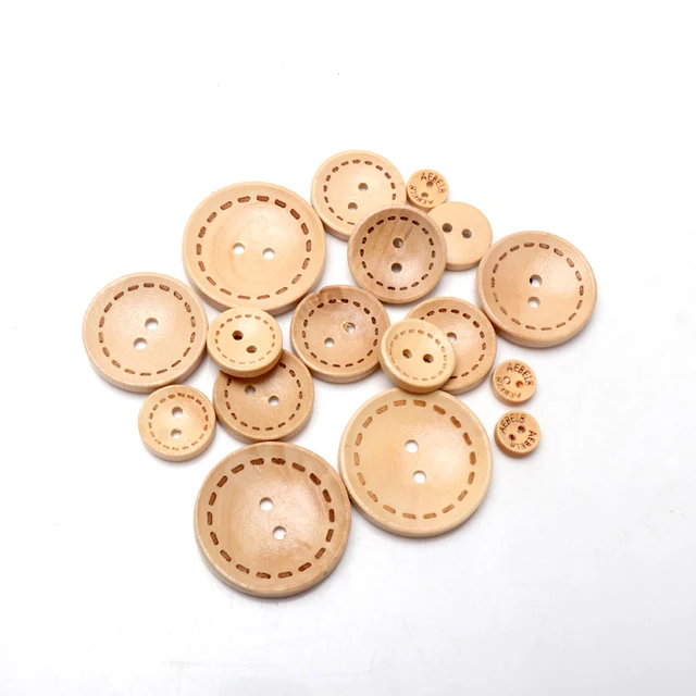 20pcs Wood Buttons Natual Color Sewing Tool Shape Sewing Button  Scrapbooking Embellishments Crafts Decorative 18-30mm