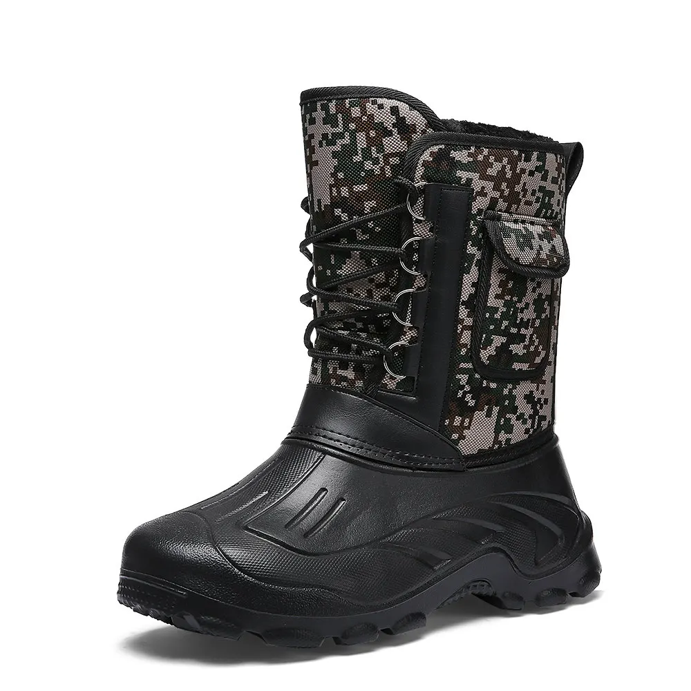 Плюшевые ботинки; мужские зимние ботинки на меху; мужские кроссовки; Мужская обувь; повседневные мужские теплые ботинки; botas hombre AODLEE; большие размеры - Цвет: Camouflage green