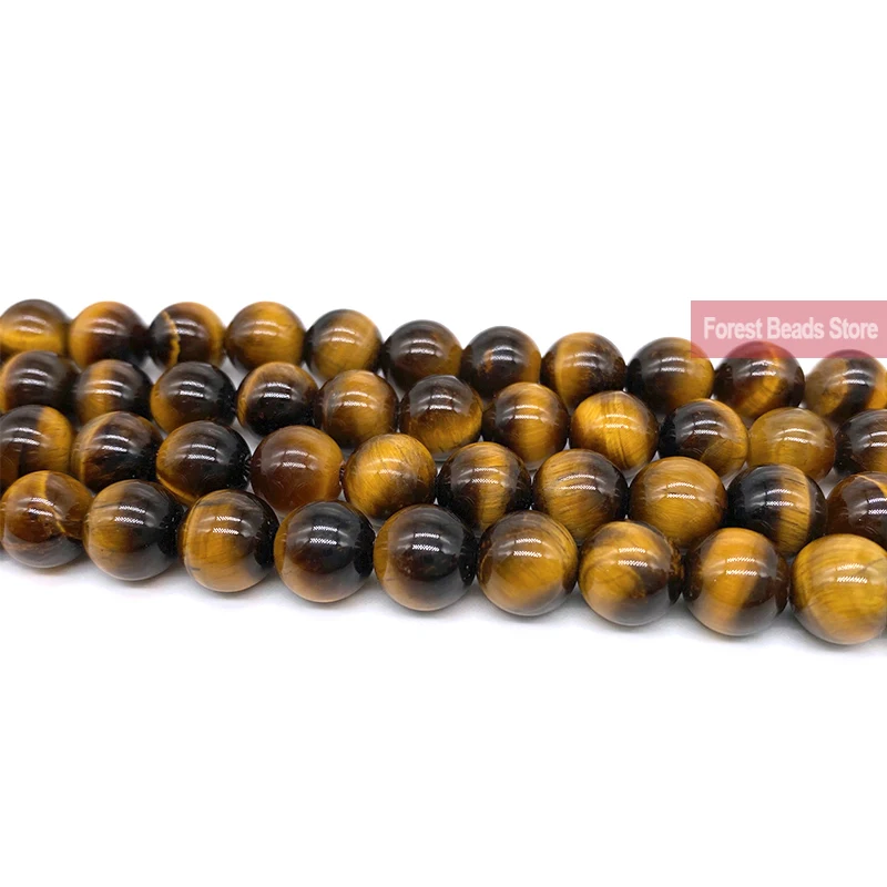 

Natural Stone Brown Gold Tiger Eye Agates Round Beads 15" Strand DIY Bracelet Necklace Charm for Jewelry Making 4 6 8 10 12 14MM