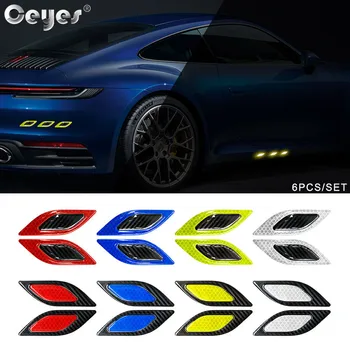 

Ceyes 6pcs/set 3D Car Styling Carbon Fiber Bumper Strips Safety Warning Tape Secure Reflector Stickers Car Exterior Accessories