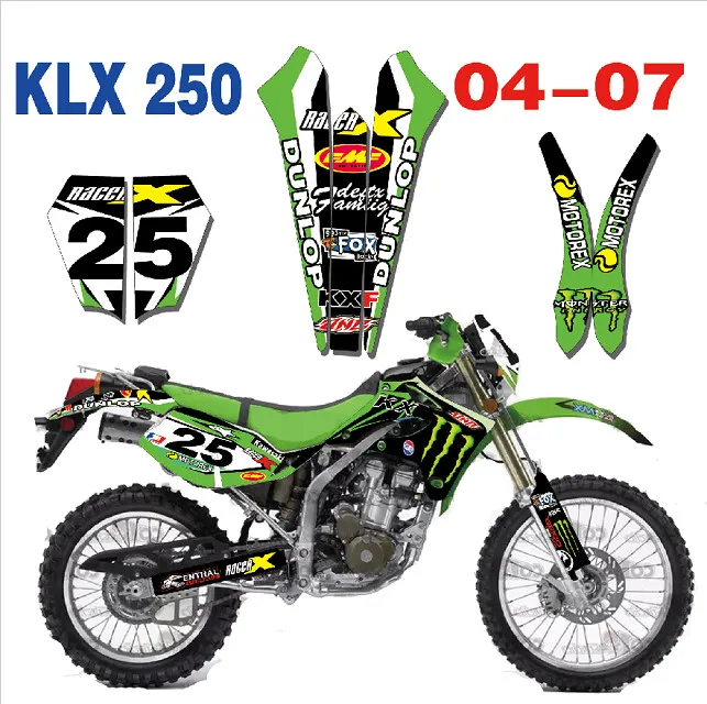 3m наклейки KLX250 KL250X по индивидуальному заказу мотоцикл Графический Stickser комплект для Kawasaki KLX 250 250KLX 2003 2004 2005 2006 2007