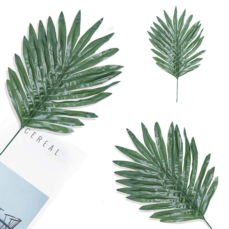 32 Pcs Artificial Tropical Palm Leaves with Stems Luau Party Decoration Faux Palm Leaves Safari Leaves for Hawaiian Luau Party J