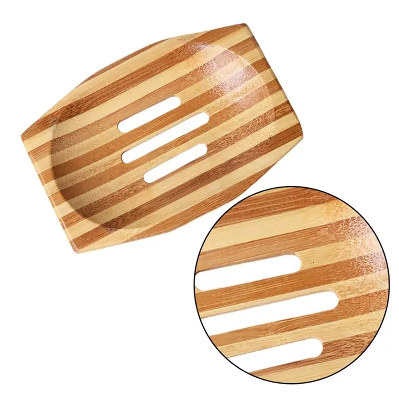 1pc Vintage Soap Dish Bamboo Wood Soap Storage Rack Handmade Soap Rack Draining Design Soap Tray For Bathroom Kitchen Sink