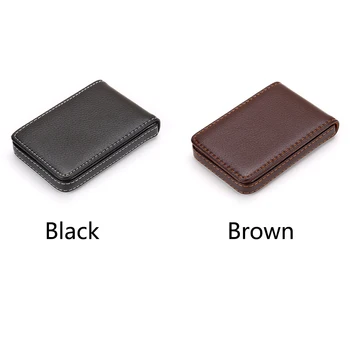 

Large Capacity Push Type Wear Resistant Pocket Multipurpose Case PU Leather Wallet Solid With Magnetic Shut Business Card Holder