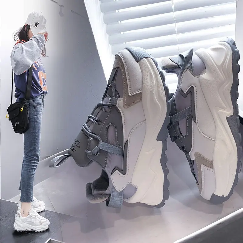 2021 New Fashion Chunky Sneakers Women Platform Heels Creepers Moccasins Flats Vulcanized Women Shoes Tenis Feminino