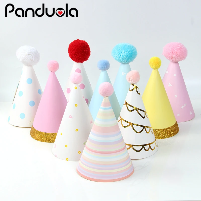 

Happy 1st Birthday Party Adult Hats Polka Dot DIY Cute Handmade Cap Princess Crown Shower Baby Decoration Boy Girl Gifts Supplie