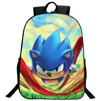 

16 Inch Cartoon School Bag Kids Sonic Backpack Boys Girls School Bags Laptop Backpack Teenager Rucksack