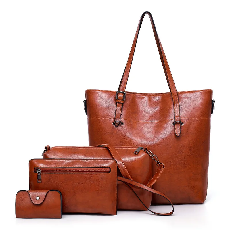 

2018 New Style Versatile Four-piece Set WOMEN'S Bag Retro Simple Handbag Fashion Large Capacity Single Room Shoulder Bag