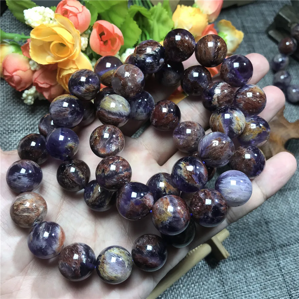 Natural Cacoxenite Purple Phantom Bracelet (6)