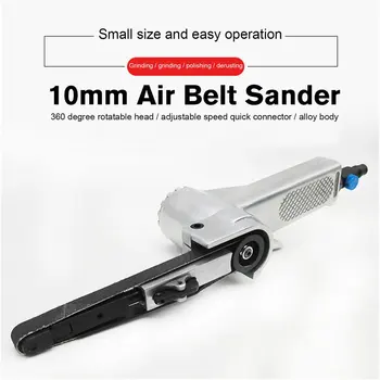 

3/8" Air Belt Sander Air Angle Grinding Machine with Sanding Belts for Air Compressor Sanding Pneumatic Tool Set 10/20mm