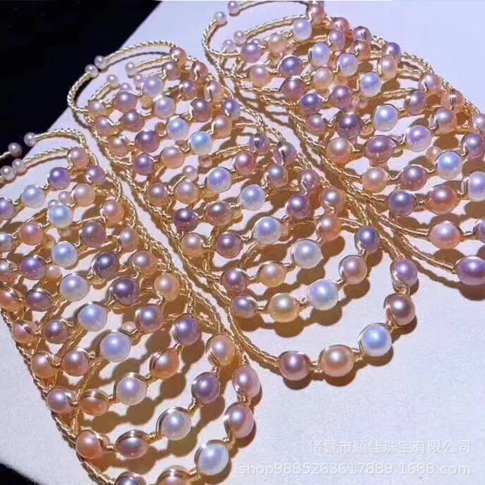 YKNRBPH14K Плетеный жемчужный браслет для Для женщин открытые, держащих букет невесты на свадьбе, подарок браслет ювелирные изделия