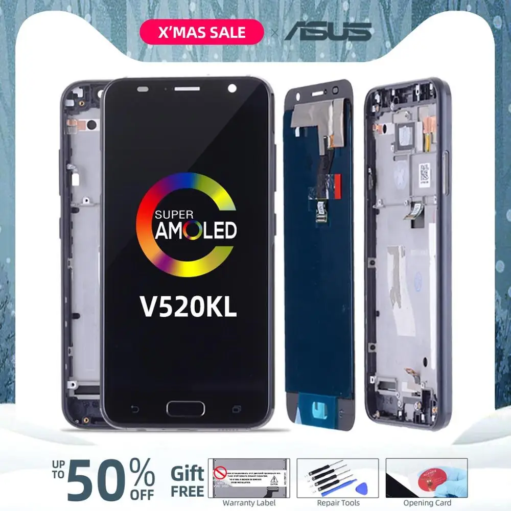 AMOLED Дисплей для ASUS Zenfone V V520KL LCD в сборе с тачскрином на рамке черный