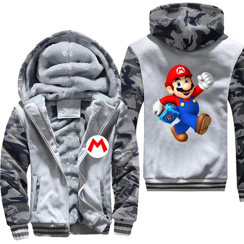 Мужское пальто, игра Super Mario Bros Galaxy, косплей, утолщенная зимняя флисовая толстовка, толстовки, куртка размера плюс, 3XL, 4XL, 5XL, толстовка