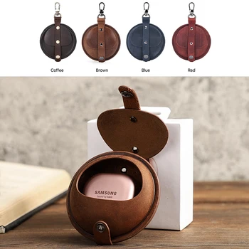 

Luxury Cow Leather Coin Purse Case Storage Organizer Pouch Earpods Protection Cover for Samsung Galaxy Buds Live Headset Parts