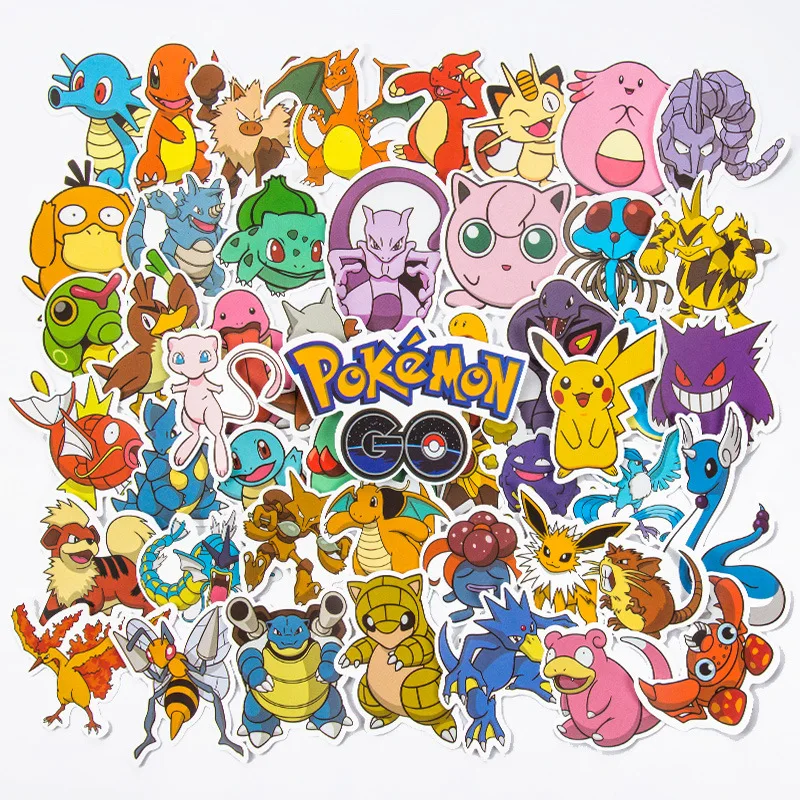 50pcs Sticker Pokemon Trolley Case Guitar Notebook Skateboard Cute Toys for Girls Anime Stickers Laptop Skin | Игрушки и хобби