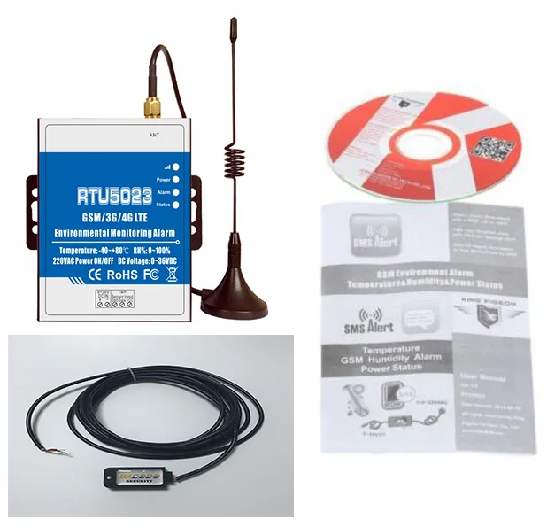 Alarma de Ambiente de humedad y temperatura GSM, alerta SMS, monitoreo remoto, temporizador RTU5023, Control por aplicación con Sensor