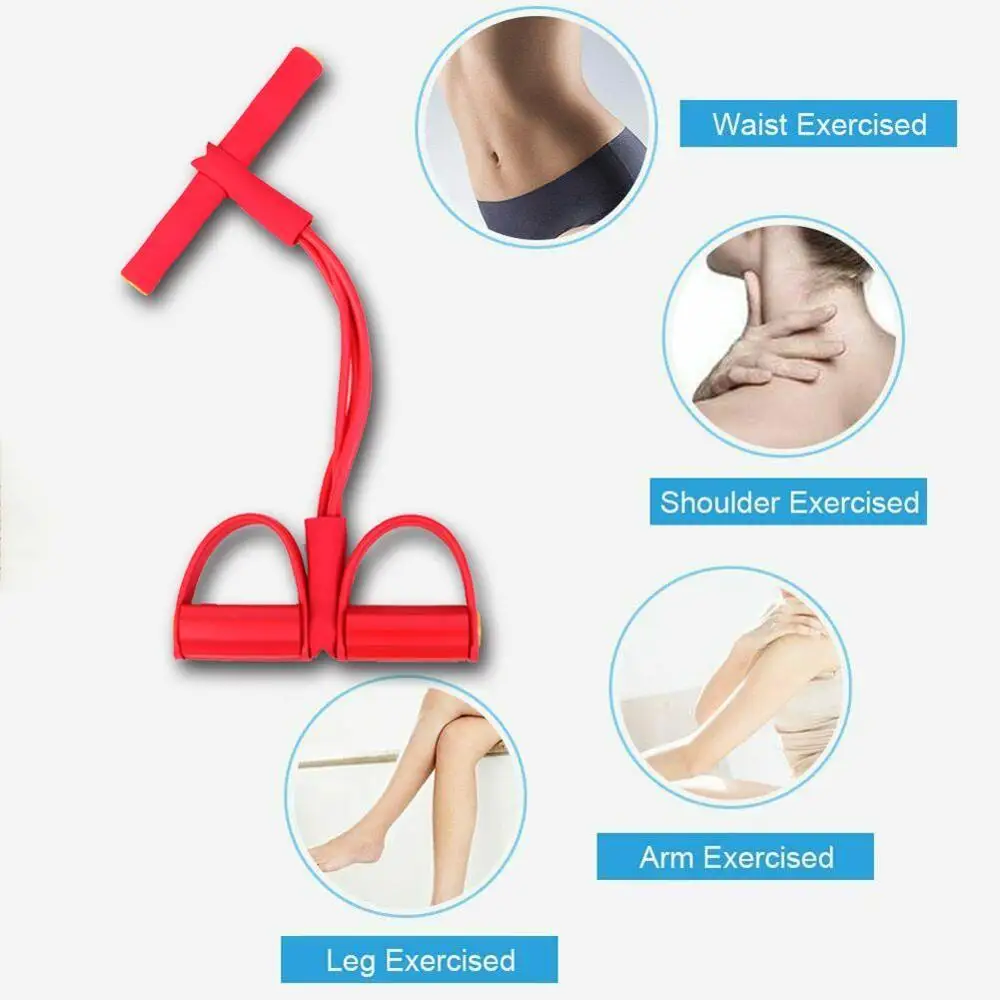 Multifunction Foot Pedal Bodybuilding Expander/Elastic Arm Stretching Pull Rope/Sit-up Pulling Strap 4 Resistance Bands Workout