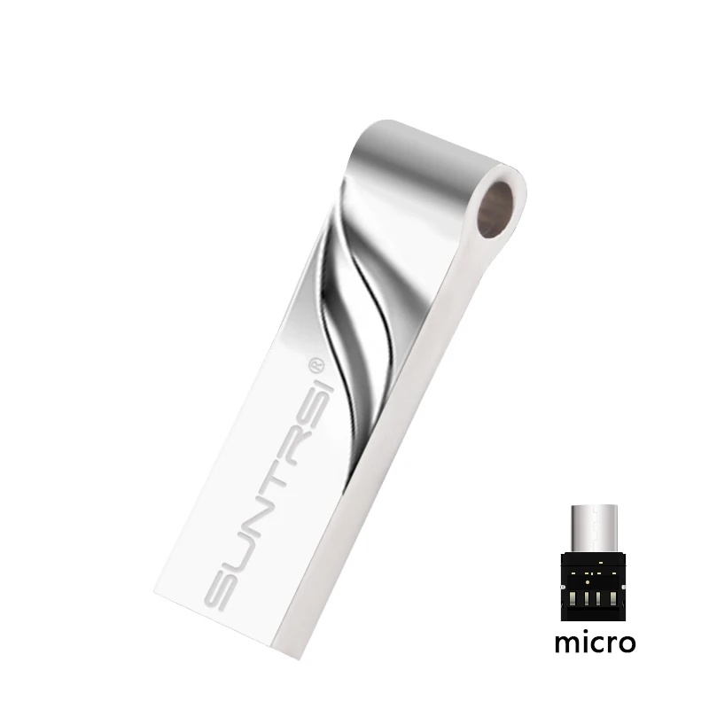 Silver micro Suntrsi флеш-диск Usb 2,0, металлическая флешка, реальная емкость, 128 ГБ, 32 ГБ, 64 ГБ, высокоскоростная Usb карта памяти, водонепроницаемая - Цвет: Silver micro