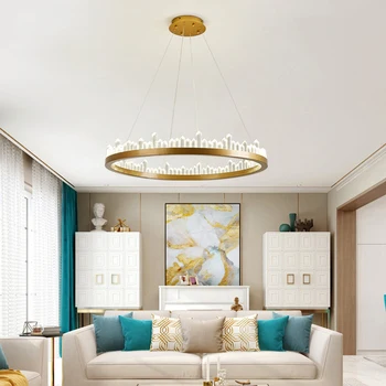 

Nordic Crystal Led Pendant Lights Postmodern Simple Living Room Dining Bedroom Suspended Luminaire Luxury Hotel Hanging Lights