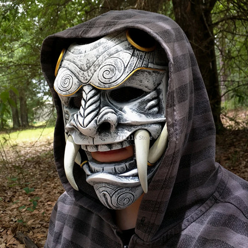 Maschera Samurai giapponese maschere Cosplay spaventoso lattice