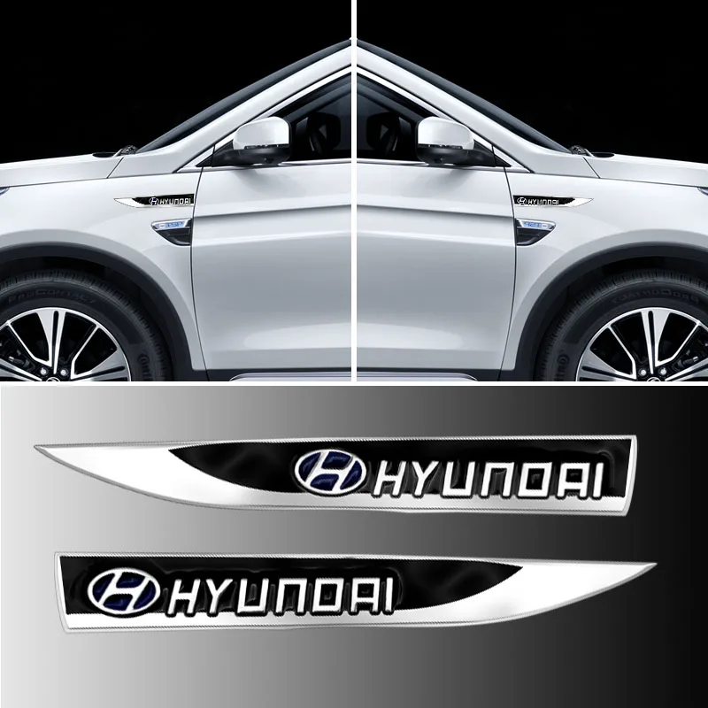 

2pcs Car Side Body Metal Labeling Sticker Auto Blade Decal for Hyundais Santa Fe Sonata Solaris Azera Creta I30 Ix25 Tucson IX35