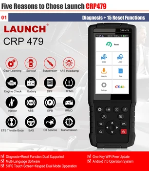 Считыватель кодов OBD2 LAUNCH X431 CRP479, сканер для диагностики автомобиля, ABS, EPB, DPF, сброс масла, PK CRP429C Считыватель кодов OBD2 LAUNCH X431 CRP479, сканер для диагностики автомобиля, ABS, EPB, DPF, сброс масла, PK CRP429C