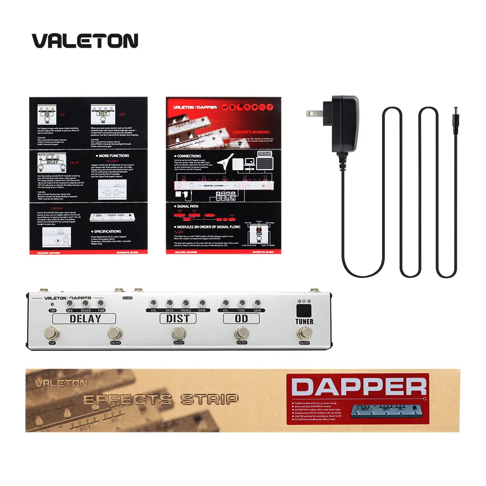 Valeton мульти эффекты газа педаль де Gutaria Dapper серии 4 в 1 с тюнером, овердрайв, искажения, задержка педаль эффект VES-1