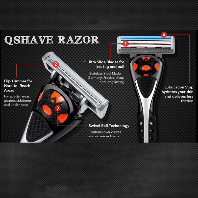 Black Spider Man Manual Shaving Razor shaver For men Can Design Name fit For Quattro Titanium 1pc Handle 2pc X5 Blade Qshave manual shaving manual shaver razor shaver