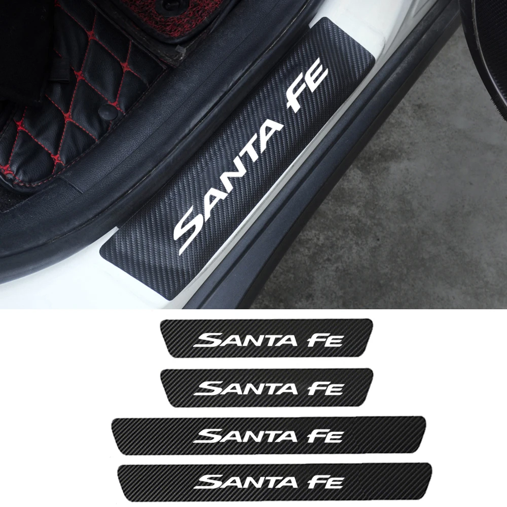 

4Pcs PU Leather Car Door Sill Stickers For Hyundai Santa fe 2007-2018 2019 2020 Door Threshold Plate Step Protector Accessories