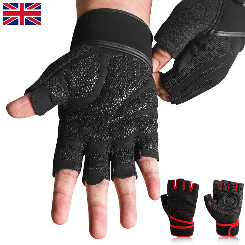 

Mens womens Weight Training half Gloves Gym Support Grip Crossfit Training