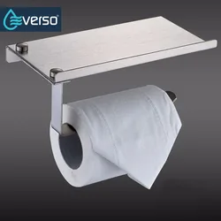 EVERSO Wall Mounted Toilet Paper Holder with Roll Tissue Rack Stainless Steel Bathroom Toilet 304 Roll paper holder with shelf