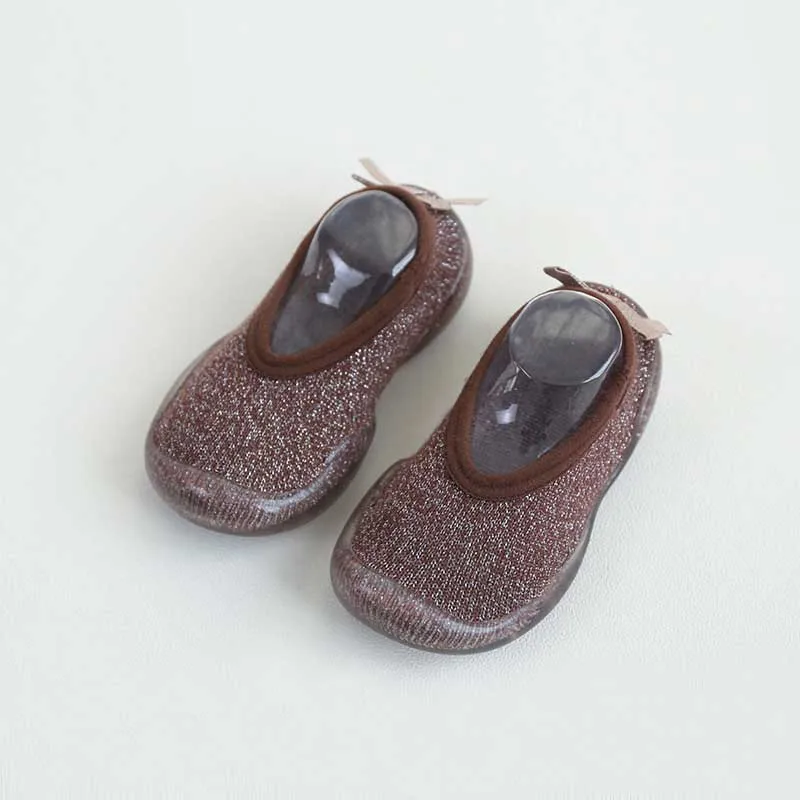 gold brown Нескользящие носки для малышей с мягкой подошвой и резиновой подошвой; домашняя обувь для новорожденных; обувь для малышей - Цвет: gold brown