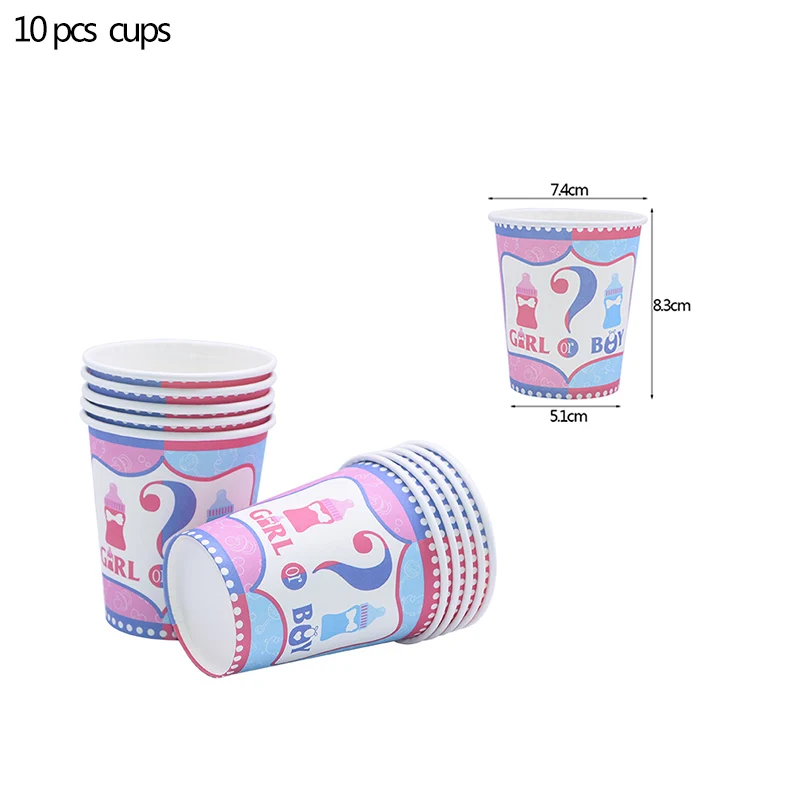 B02-10pcs cups Пол раскрывает вечерние принадлежности тарелки чашки скатерть мальчик или девочка бумага Гарланд нож, вилки ложки одноразовые партии набор посуды - Цвет: B02-10pcs cups