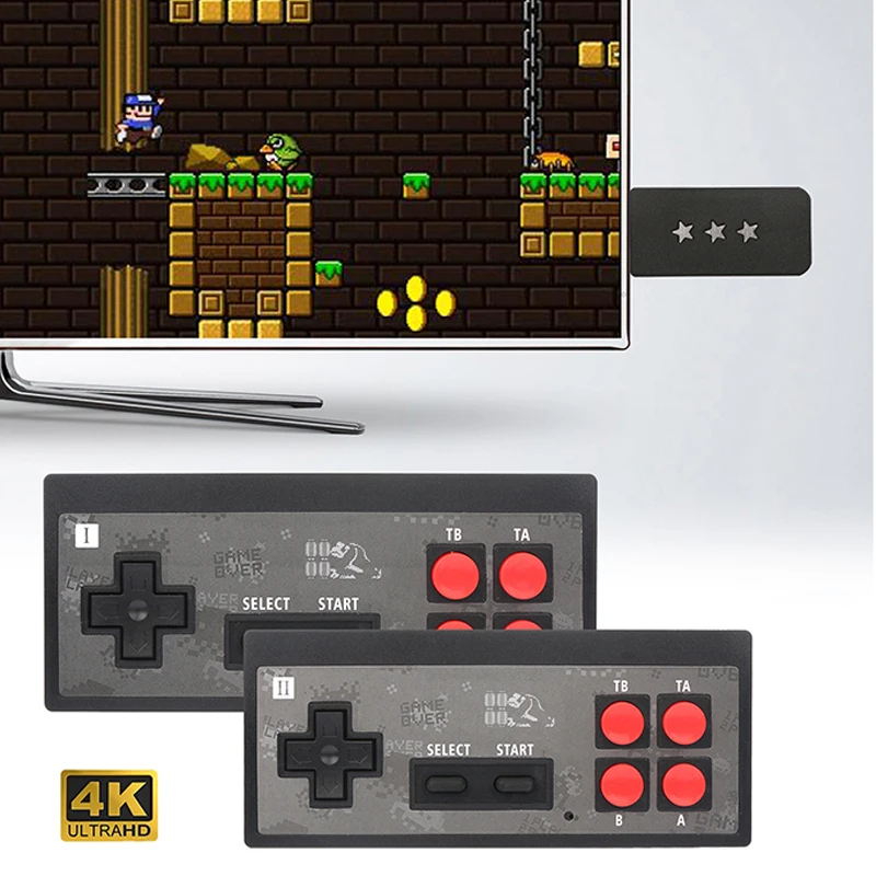 Nouvelle Console de jeu vidéo 4K HDMI intégrée en 568/ 600 jeux classiques Mini Console rétro contrôleur sans fil sortie HDMI double joueurs