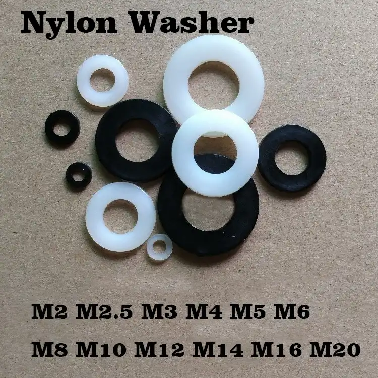 M20 All Sizes Plastic Insulating Gasket Black White Flat Nylon Washers M2